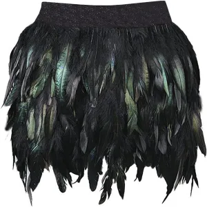 Miuco Womens Faux Feather A Line Mini Skirt