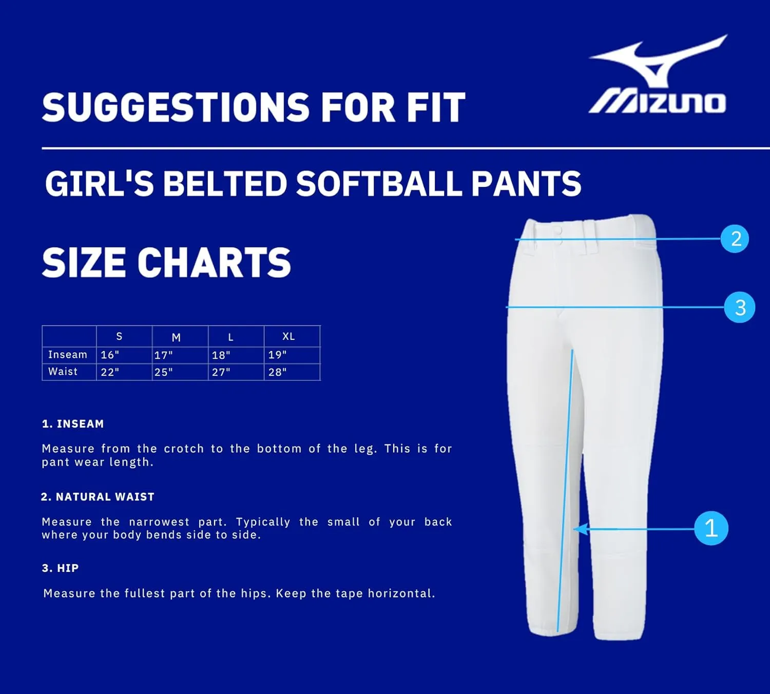 Mizuno Girls' Belted Fastpitch Softball Pant