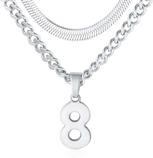 Number Necklace, Layered Necklace for Men Boys Kids, Number Necklace for Boy Athlete, 18 20 In Stainless Steels Chain for Men With Number Pendant, Basketball Football Baseball Number Necklaces for Boys