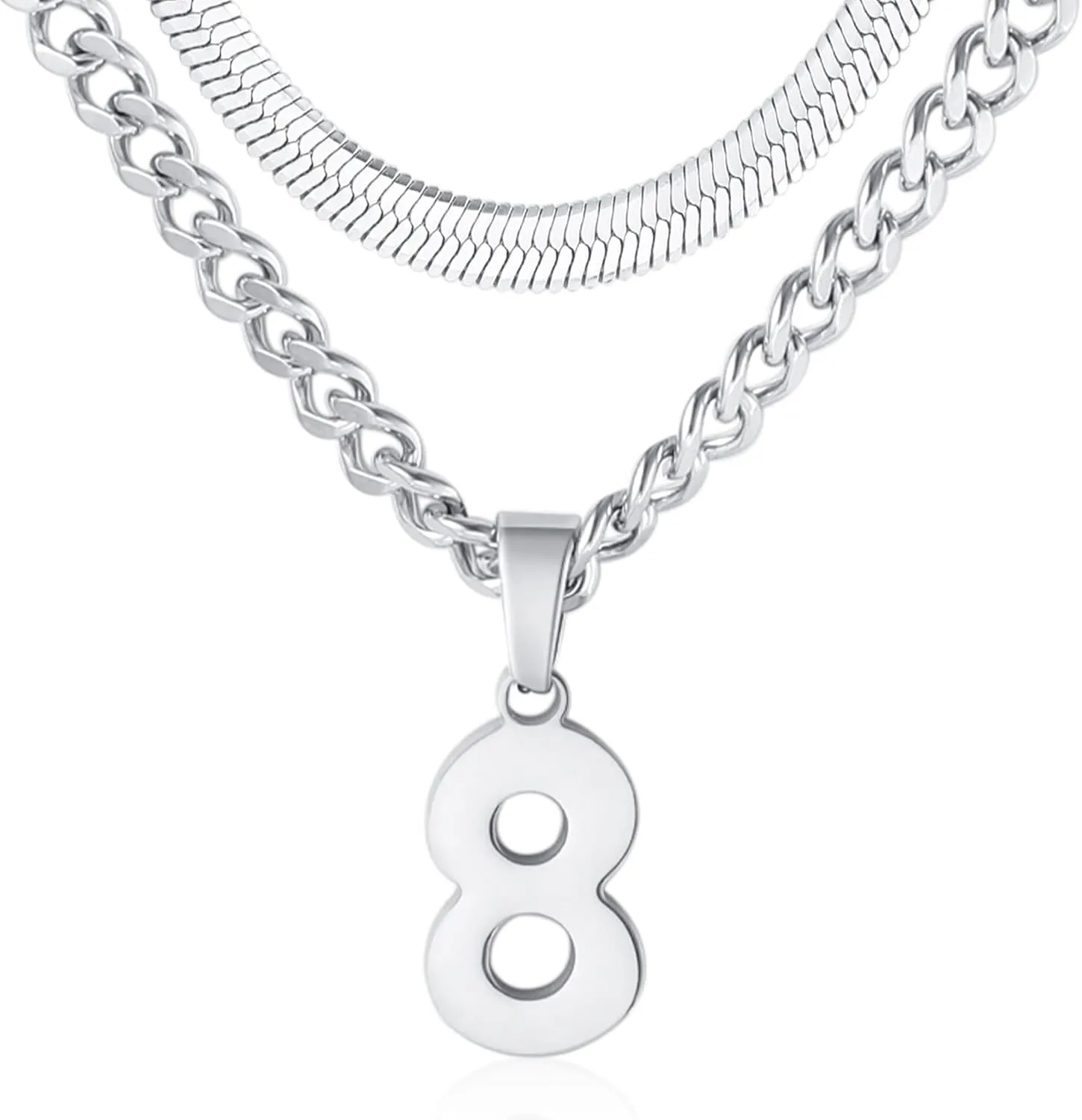 Number Necklace, Layered Necklace for Men Boys Kids, Number Necklace for Boy Athlete, 18 20 In Stainless Steels Chain for Men With Number Pendant, Basketball Football Baseball Number Necklaces for Boys