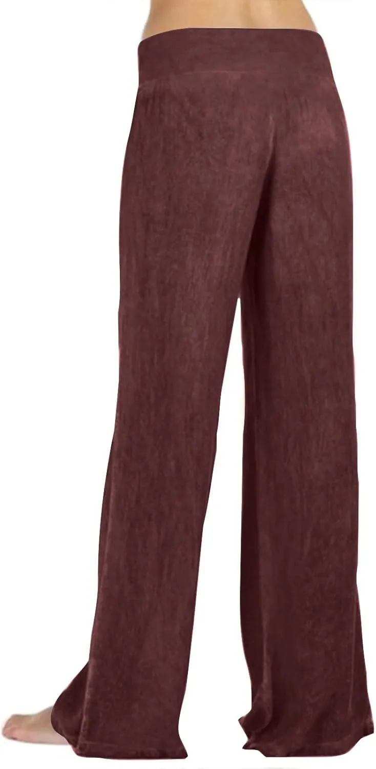 Pants for Ladies Summer Fall Loose Fit Pleated High Cut Flared Wide Leg Pants Women 2025