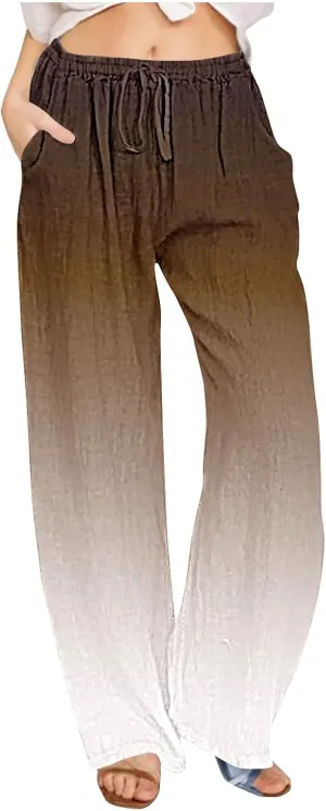 Pants for Ladies Summer Fall Loose Fit Pleated High Cut Flared Wide Leg Pants Women 2025