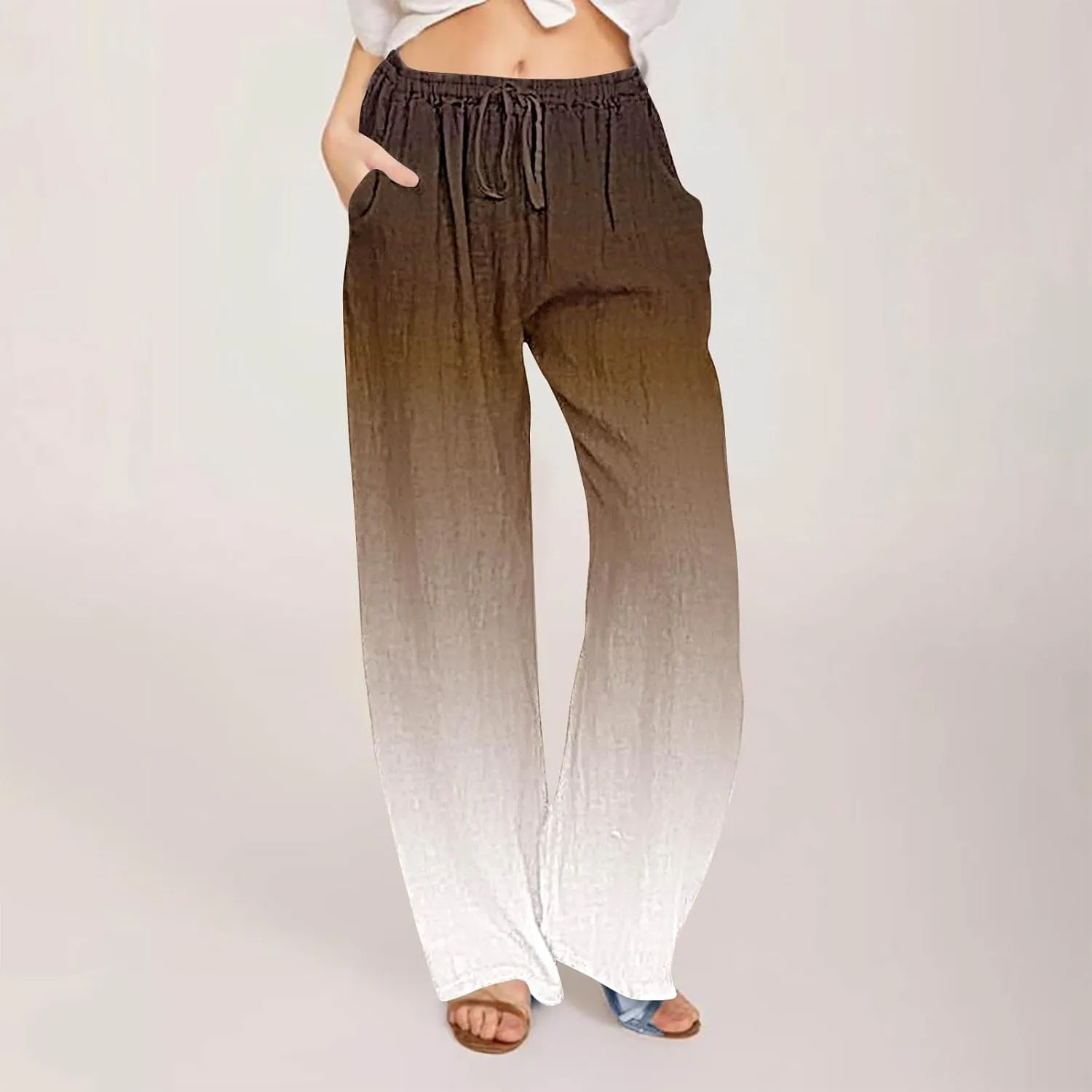 Pants for Ladies Summer Fall Loose Fit Pleated High Cut Flared Wide Leg Pants Women 2025