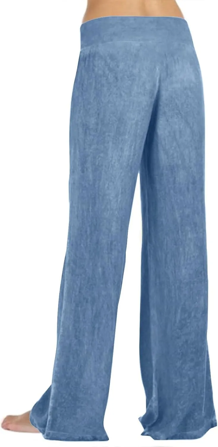 Pants for Ladies Summer Fall Loose Fit Pleated High Cut Flared Wide Leg Pants Women 2025