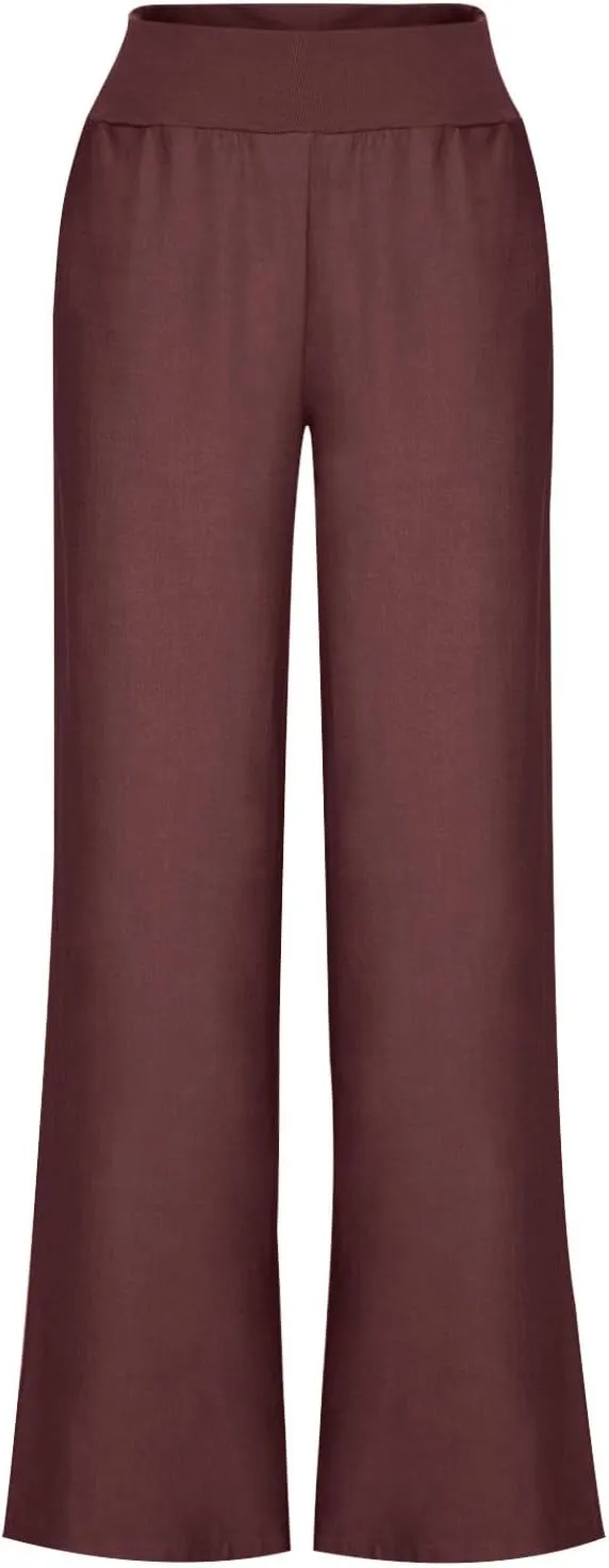 Pants for Ladies Summer Fall Loose Fit Pleated High Cut Flared Wide Leg Pants Women 2025