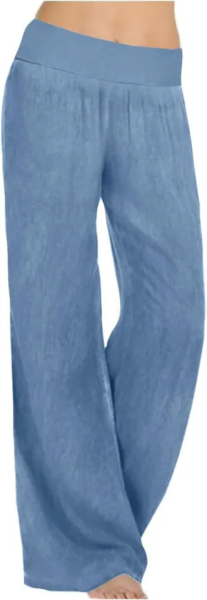 Pants for Ladies Summer Fall Loose Fit Pleated High Cut Flared Wide Leg Pants Women 2025