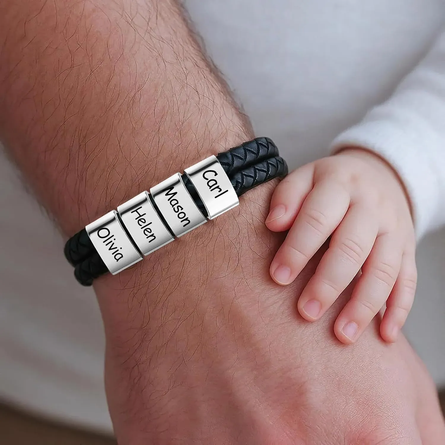 Personalized Fathers Gift Custom Dad Bracelet with Names for Men Fathers Bracelet Best Dad Ever Gifts from Daughter Son Wife