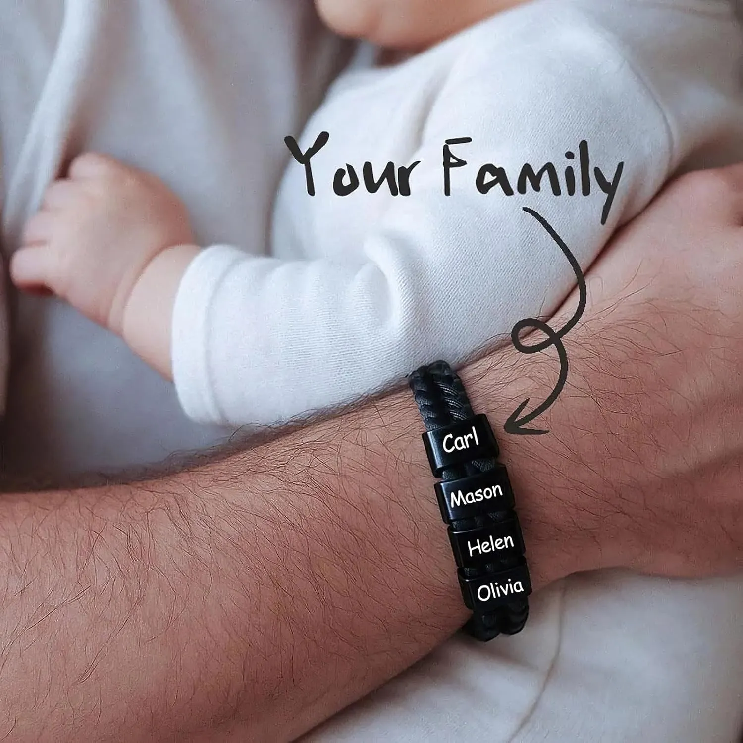 Personalized Fathers Gift Custom Dad Bracelet with Names for Men Fathers Bracelet Best Dad Ever Gifts from Daughter Son Wife