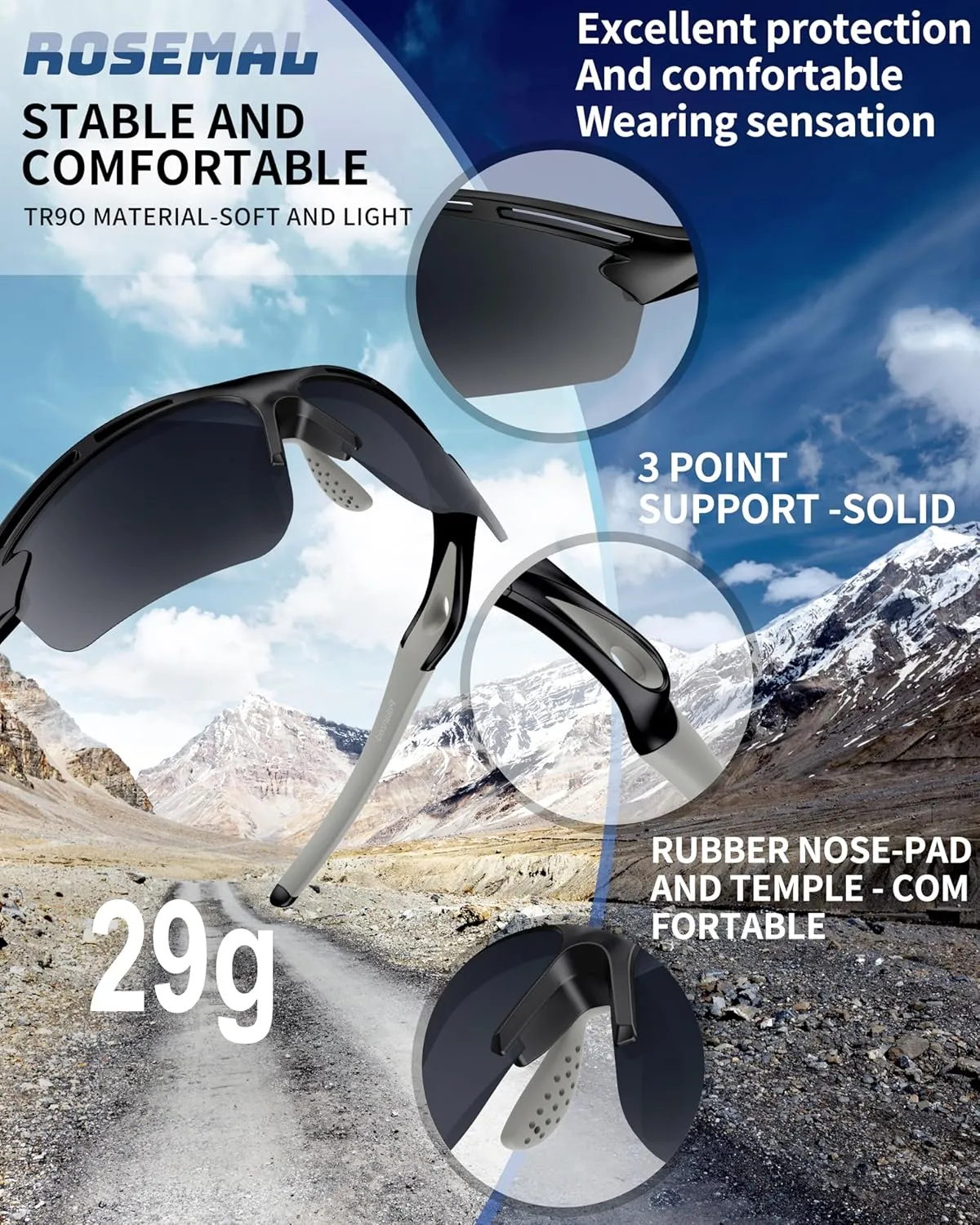 Polarized Sports Sunglasses for Men Women Youth Baseball Running Cycling Driving Fishing Tennis Golf Motor TAC UV400 TR90