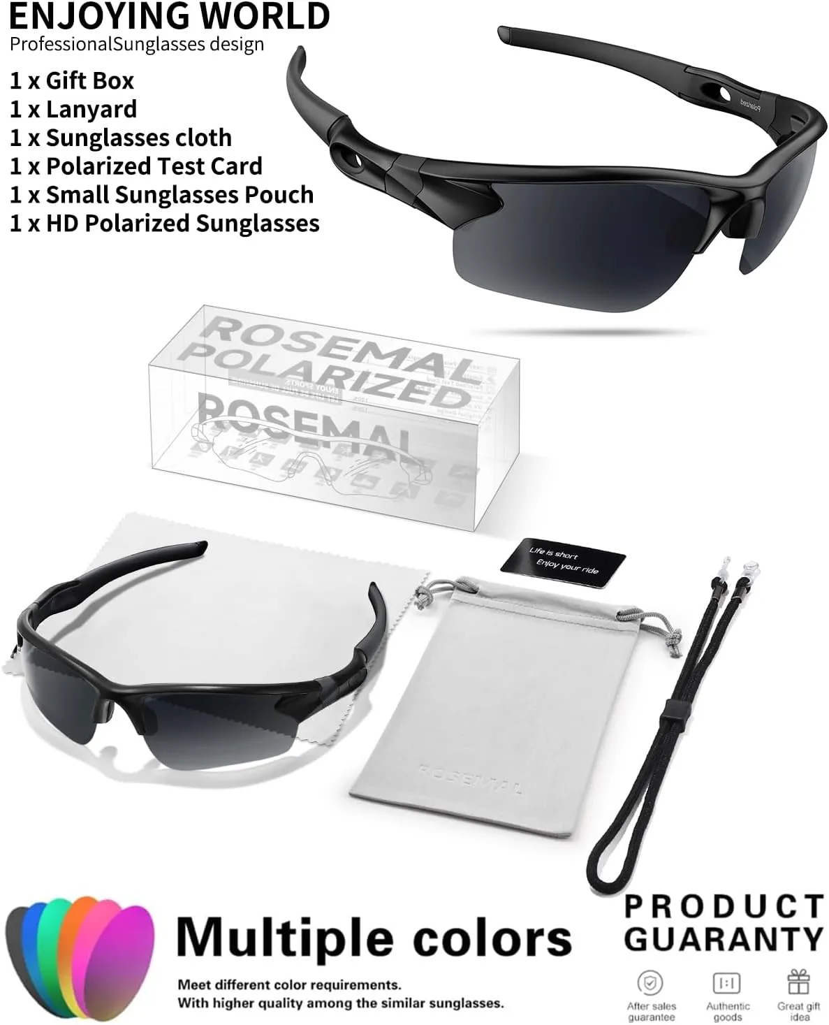 Polarized Sunglasses for Men Women Running Sunglasses Sports Cycling Driving Fishing Baseball Golf TAC UV400 TR90