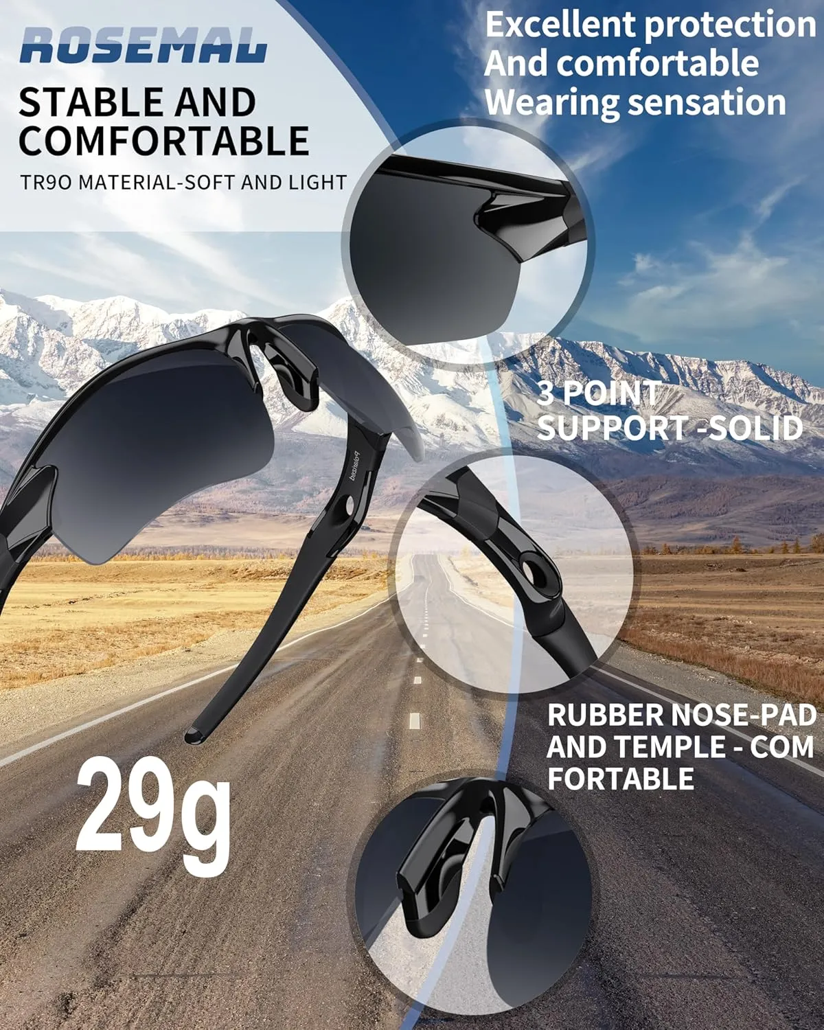 Polarized Sunglasses for Men Women Running Sunglasses Sports Cycling Driving Fishing Baseball Golf TAC UV400 TR90