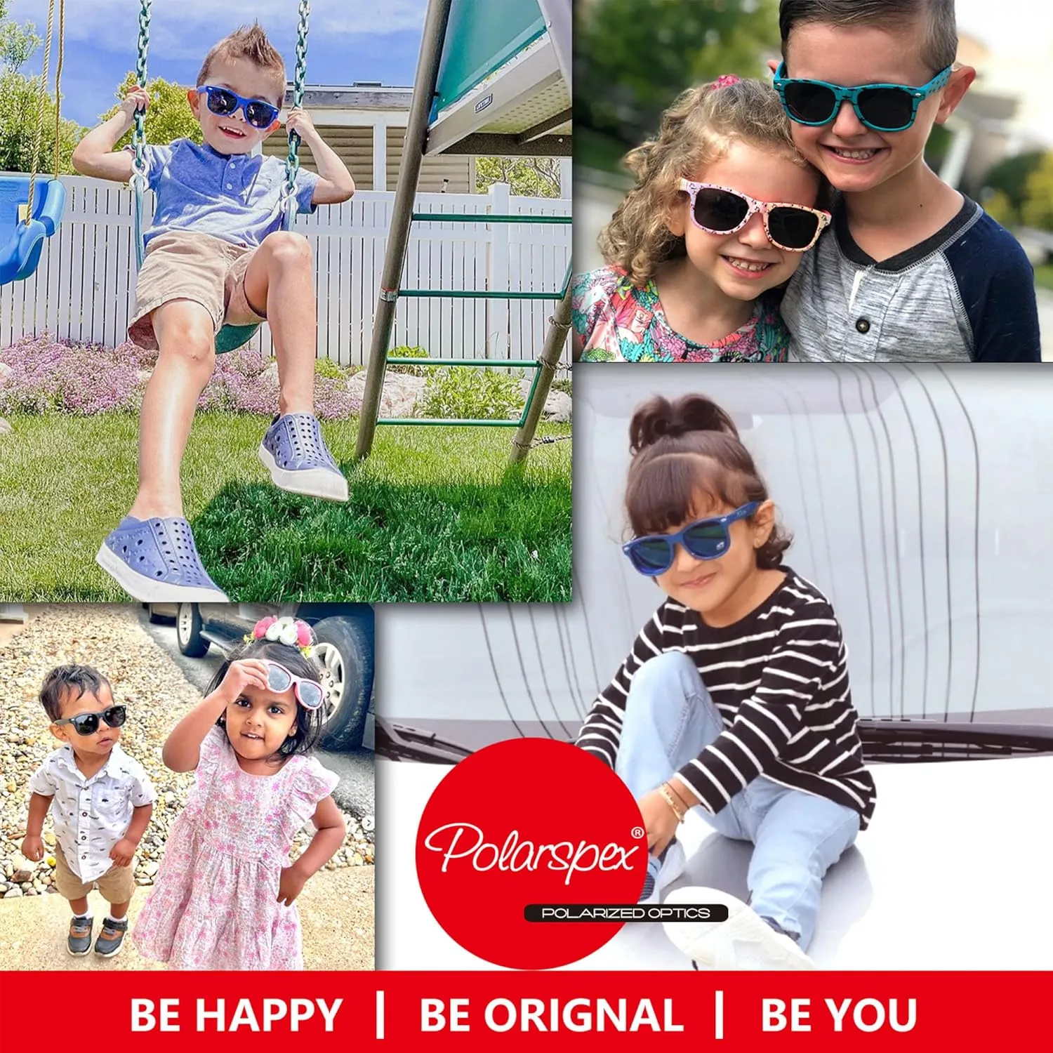 PolarSpex Toddler Sunglasses UV Protection  Unbreakable Kids Polarized Sunglasses with Case for Boys & Girls age 2-8