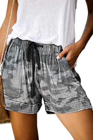 QUEEN PLUS Womens Casual Shorts Comfy Elastic Waist Drawstring Pocket Shorts Pants