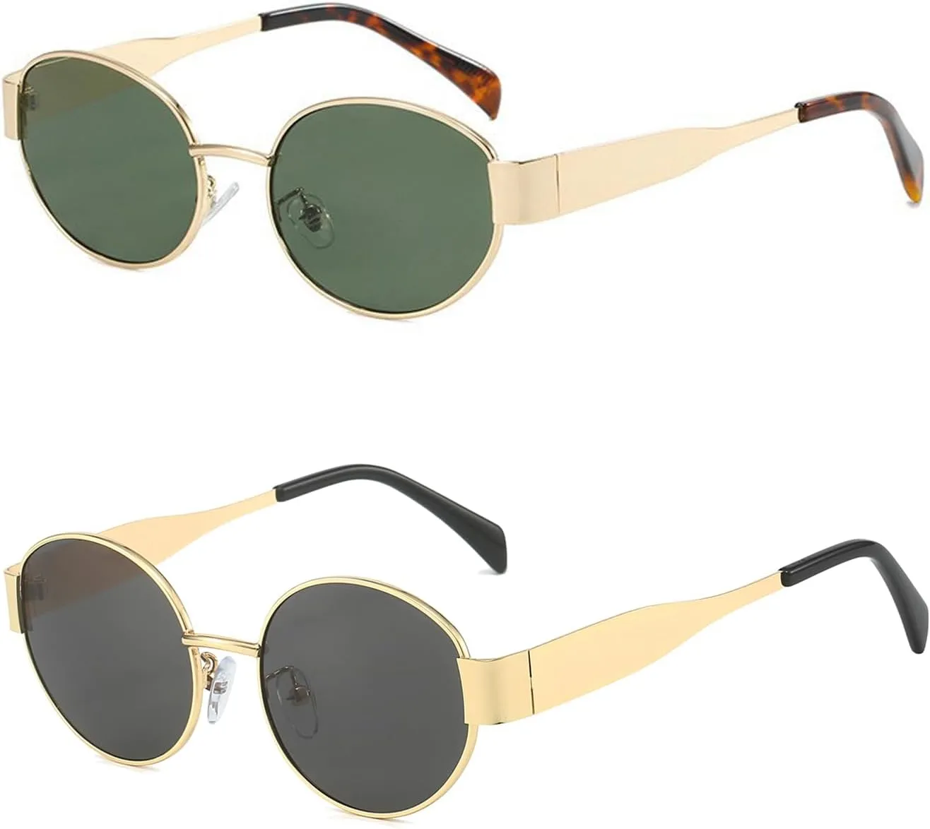 Retro Oval Sunglasses for Women,Trendy Sun Glasses Cool Vintage Gold Sunglasses Womens 90s UV400 Shades