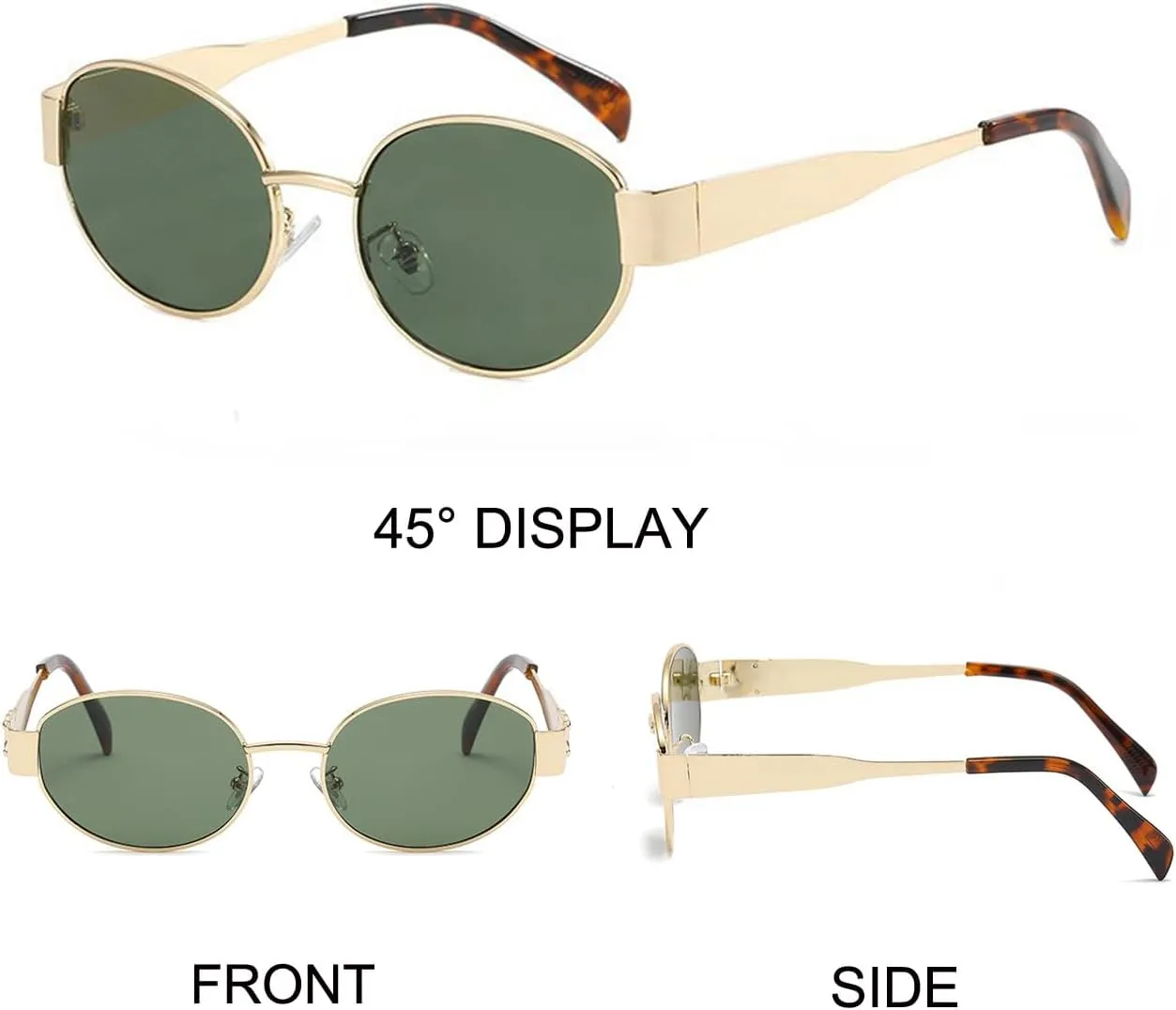 Retro Oval Sunglasses for Women,Trendy Sun Glasses Cool Vintage Gold Sunglasses Womens 90s UV400 Shades