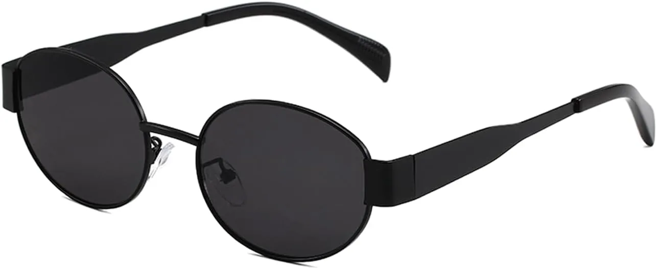 Retro Oval Sunglasses for Women,Trendy Sun Glasses Cool Vintage Gold Sunglasses Womens 90s UV400 Shades