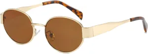 Retro Oval Sunglasses for Women,Trendy Sun Glasses Cool Vintage Gold Sunglasses Womens 90s UV400 Shades