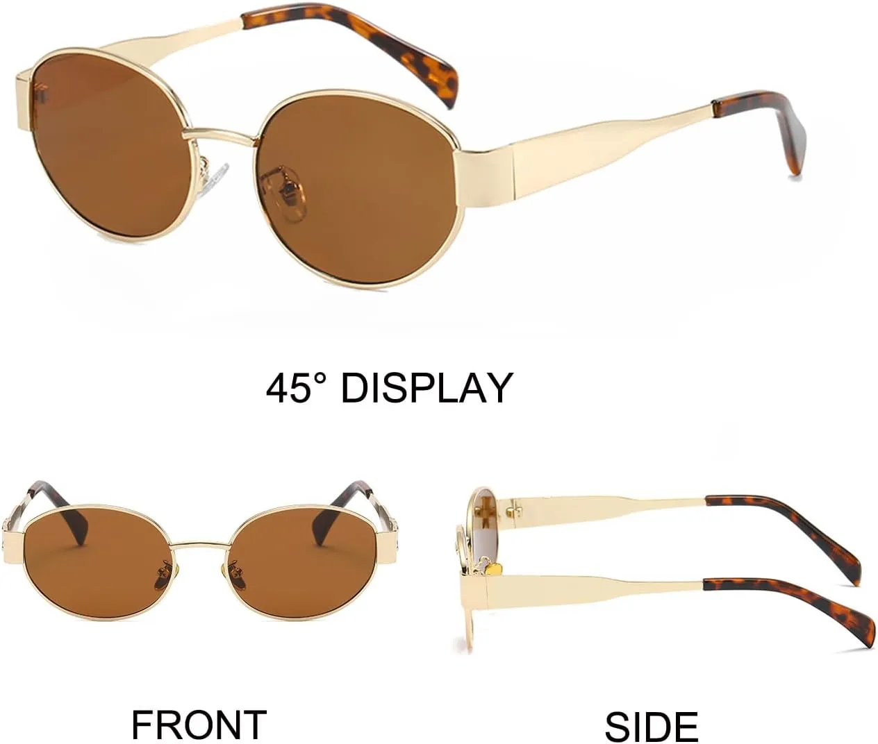 Retro Oval Sunglasses for Women,Trendy Sun Glasses Cool Vintage Gold Sunglasses Womens 90s UV400 Shades