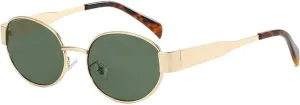 Retro Oval Sunglasses for Women,Trendy Sun Glasses Cool Vintage Gold Sunglasses Womens 90s UV400 Shades
