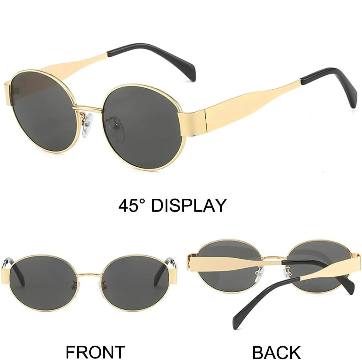 Retro Oval Sunglasses for Women,Trendy Sun Glasses Cool Vintage Gold Sunglasses Womens 90s UV400 Shades