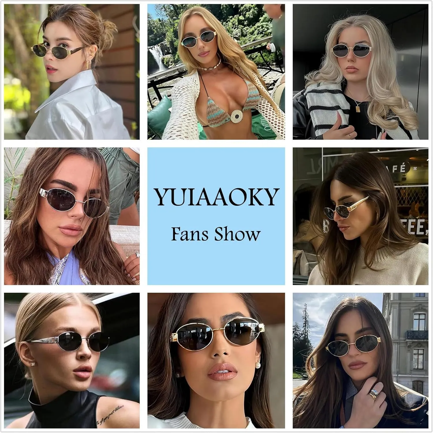 Retro Oval Sunglasses for Women,Trendy Sun Glasses Cool Vintage Gold Sunglasses Womens 90s UV400 Shades