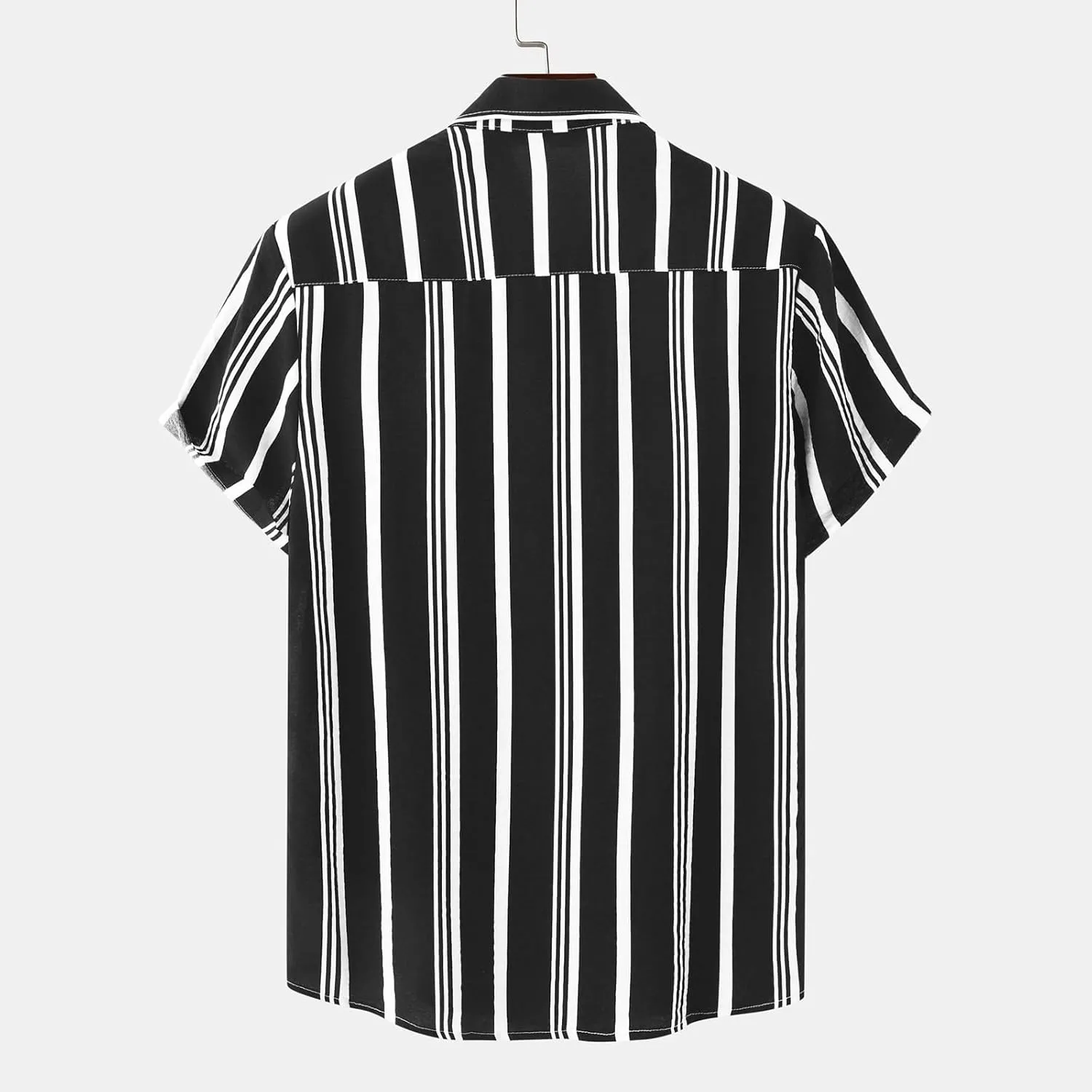 RTRDE Men's Shirt Casual Stylish Short Sleeve Button Down Striped Summer Beach Dress Shirts, M-3XL