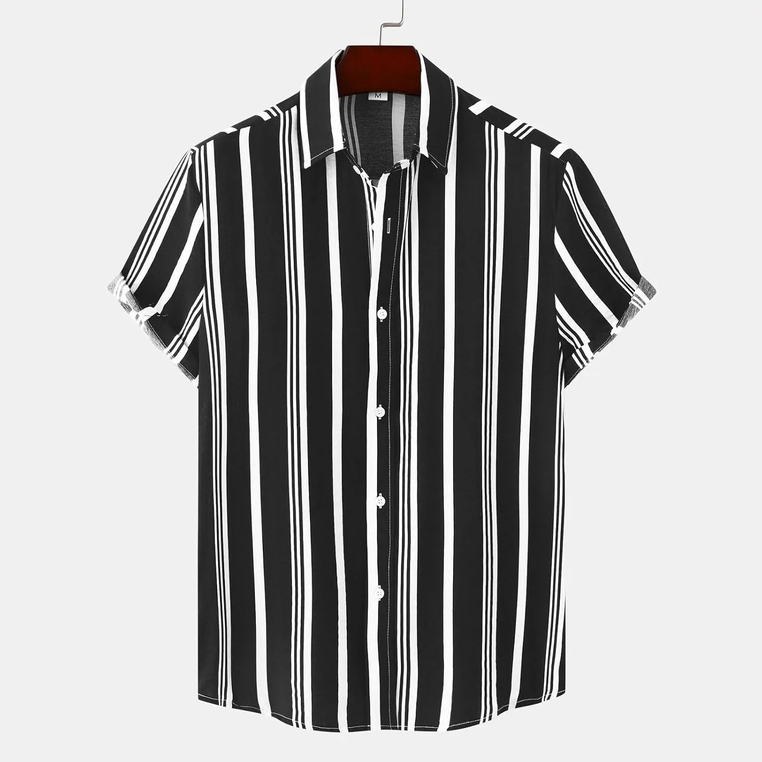 RTRDE Men's Shirt Casual Stylish Short Sleeve Button Down Striped Summer Beach Dress Shirts, M-3XL