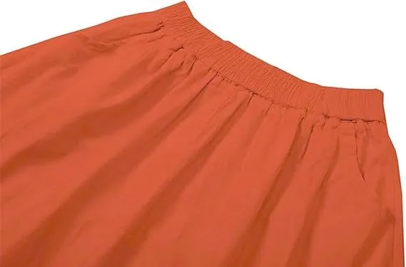 SANGTREE Women's Casual Cotton Linen Skirts with Pockets