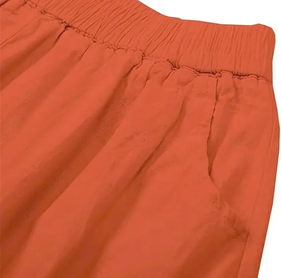 SANGTREE Women's Casual Cotton Linen Skirts with Pockets