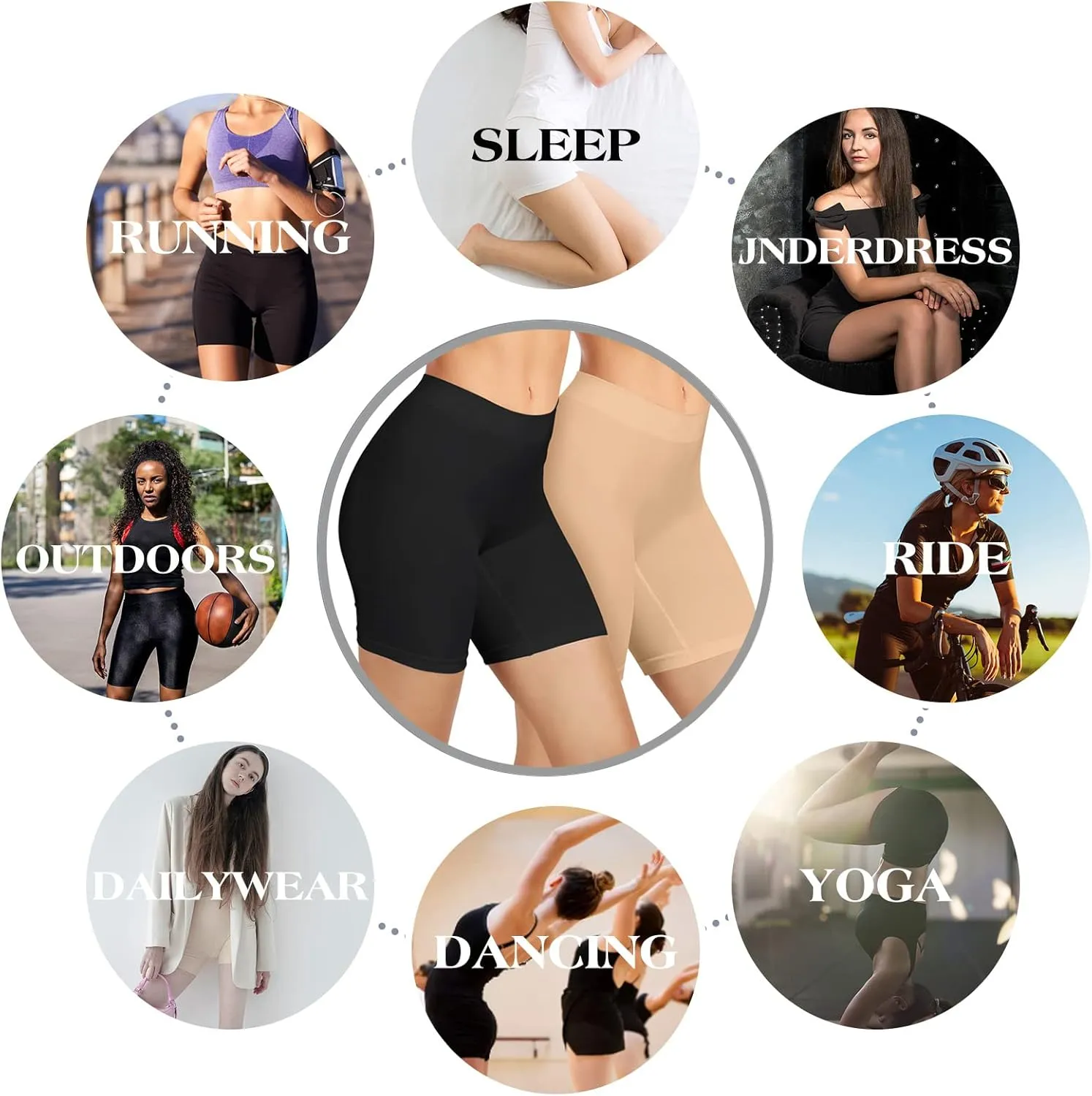 Seamless Slip Shorts for Under Dresses Anti Chafing Shorts Womens Bike Shorts for Yoga Workout