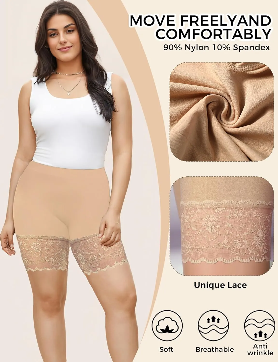Seamless Slip Shorts for Under Dresses Anti Chafing Shorts Womens Bike Shorts for Yoga Workout
