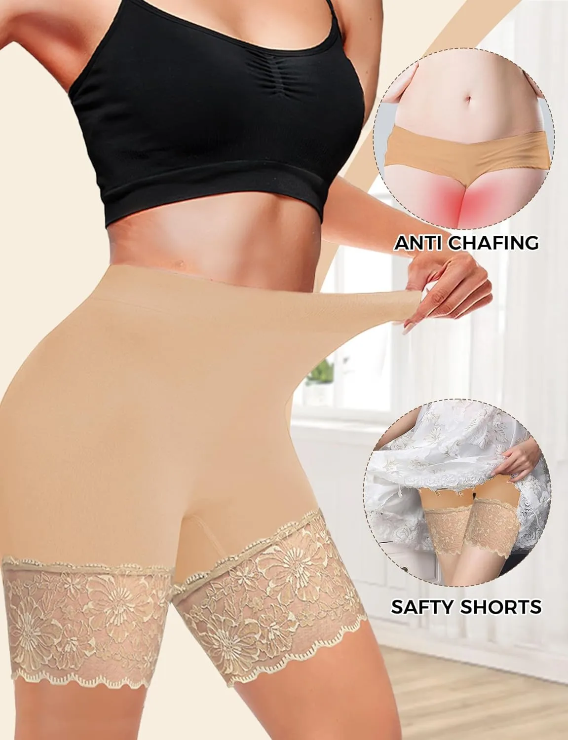 Seamless Slip Shorts for Under Dresses Anti Chafing Shorts Womens Bike Shorts for Yoga Workout