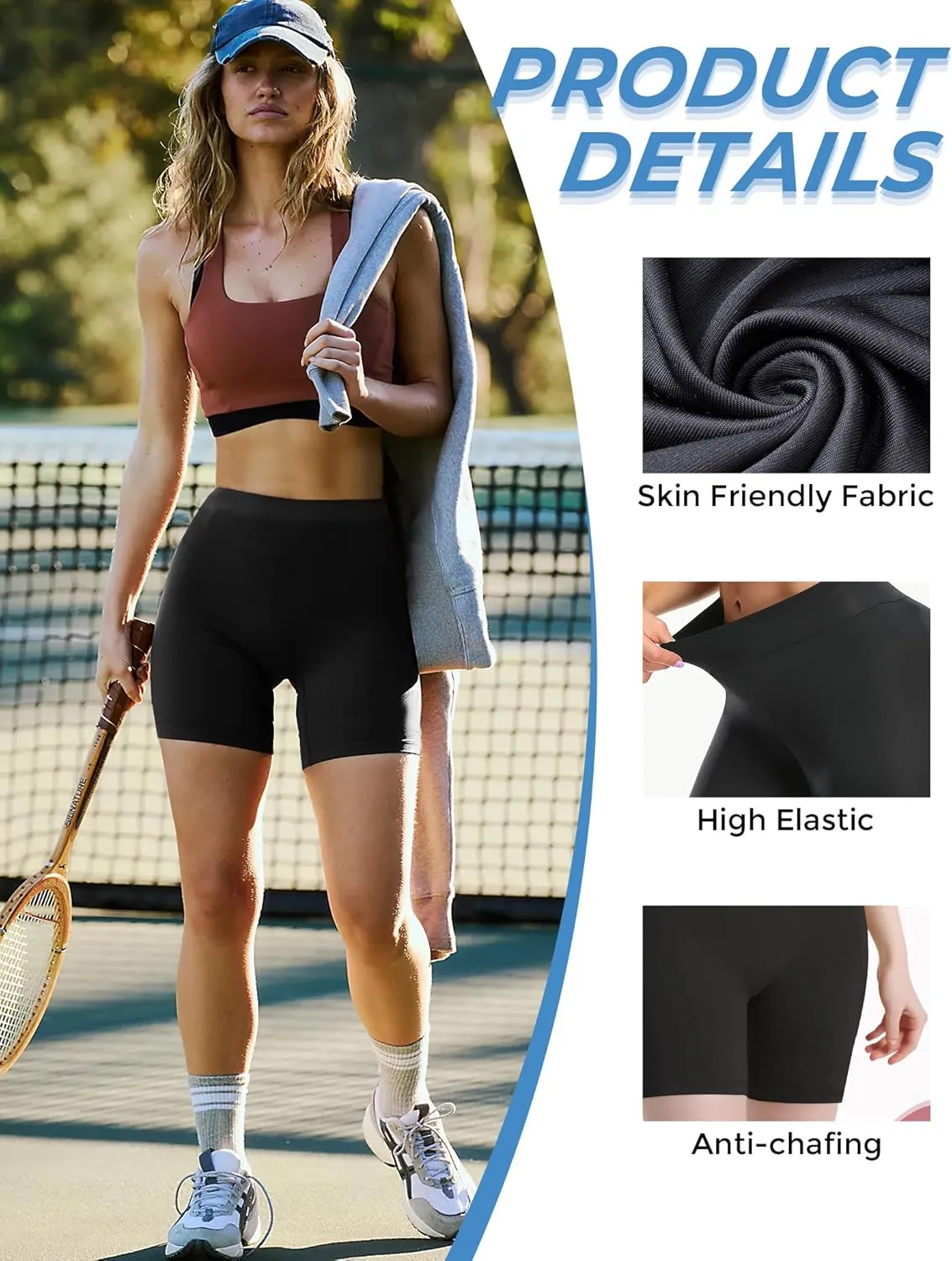 Seamless Slip Shorts for Under Dresses Anti Chafing Shorts Womens Bike Shorts for Yoga Workout