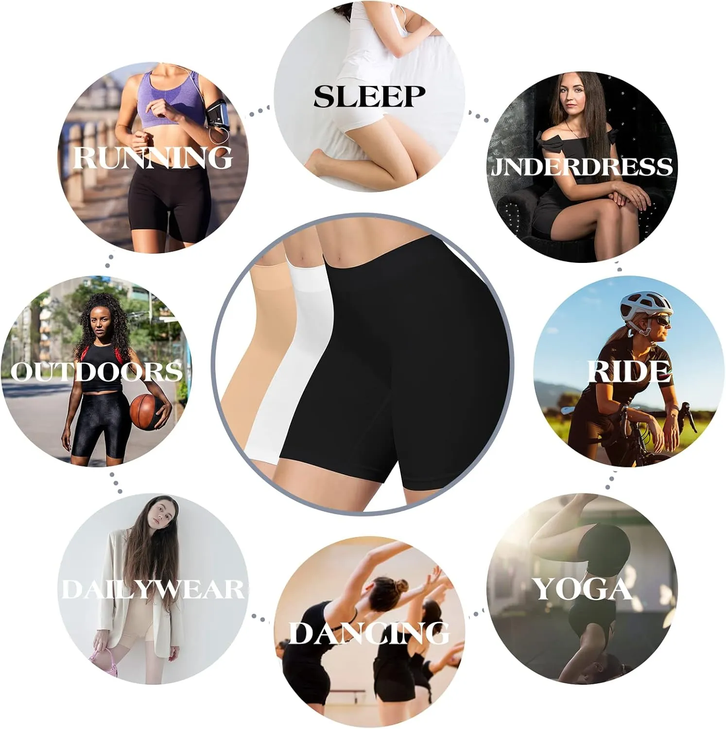 Seamless Slip Shorts for Under Dresses Anti Chafing Shorts Womens Bike Shorts for Yoga Workout