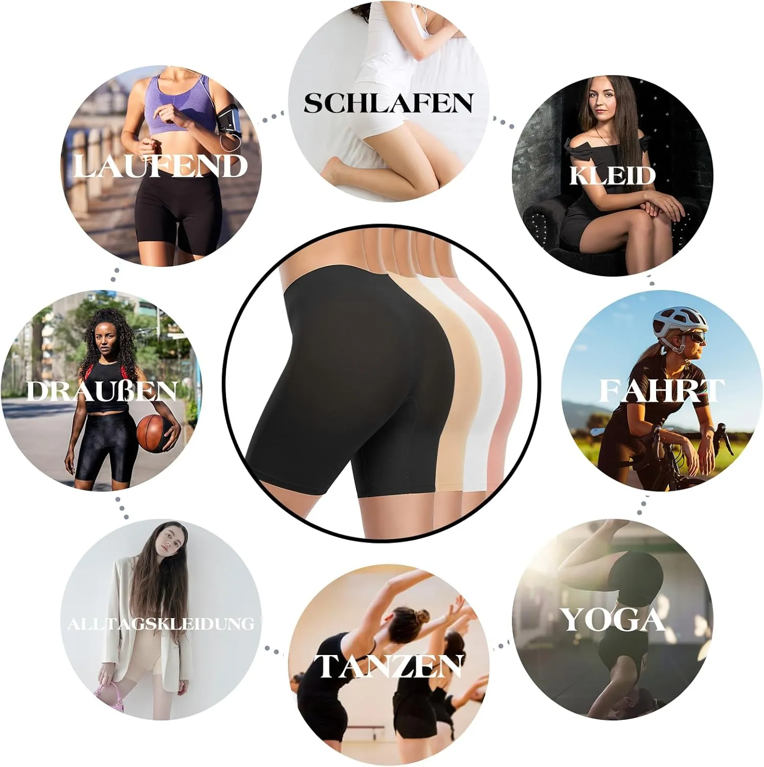 Seamless Slip Shorts for Under Dresses Anti Chafing Shorts Womens Bike Shorts for Yoga Workout