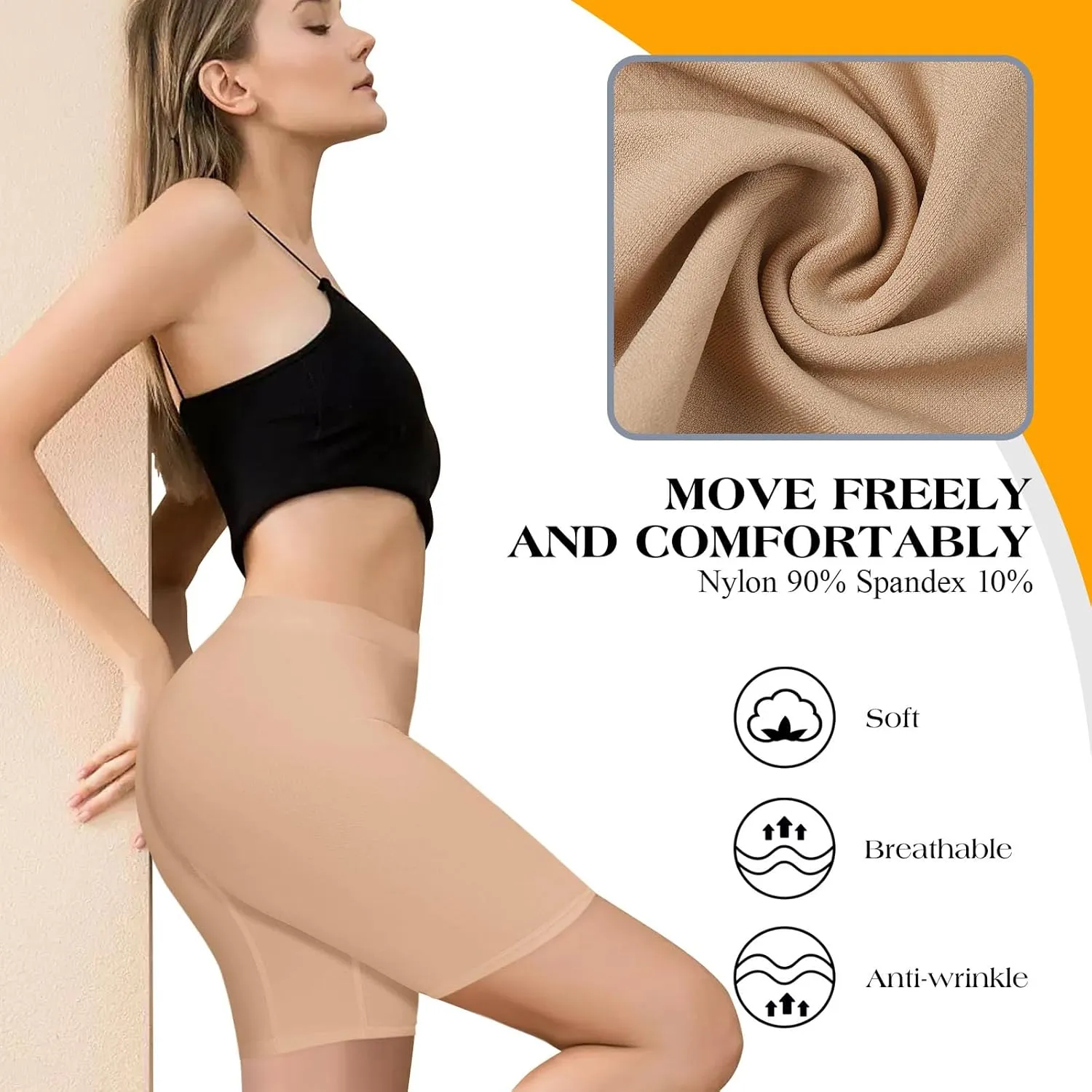 Seamless Slip Shorts for Under Dresses Anti Chafing Shorts Womens Bike Shorts for Yoga Workout