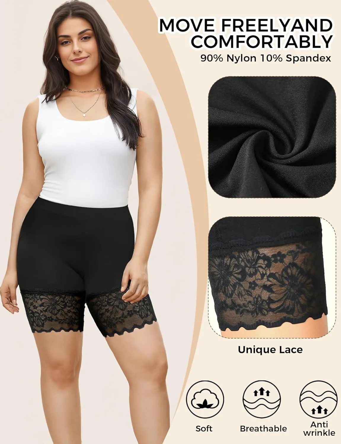 Seamless Slip Shorts for Under Dresses Anti Chafing Shorts Womens Bike Shorts for Yoga Workout