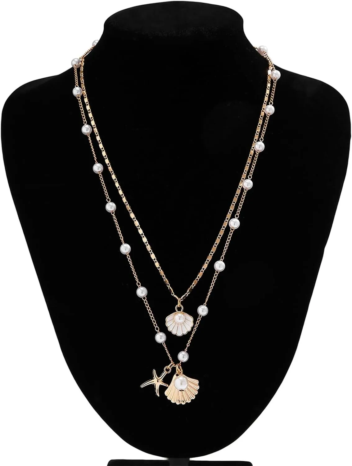 Seashell Necklace for Women Shell Necklace Summer Outfits for Women Adjustable Layered Sea Shell Charm Necklaces Beach Vacation Essentials Holiday Jewelry