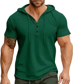 Short Sleeve Hoodies for Men Regular Fit Casual Pullover Tshirts Workout Summer Gym Quick Dry Lightweight Sweatshirts