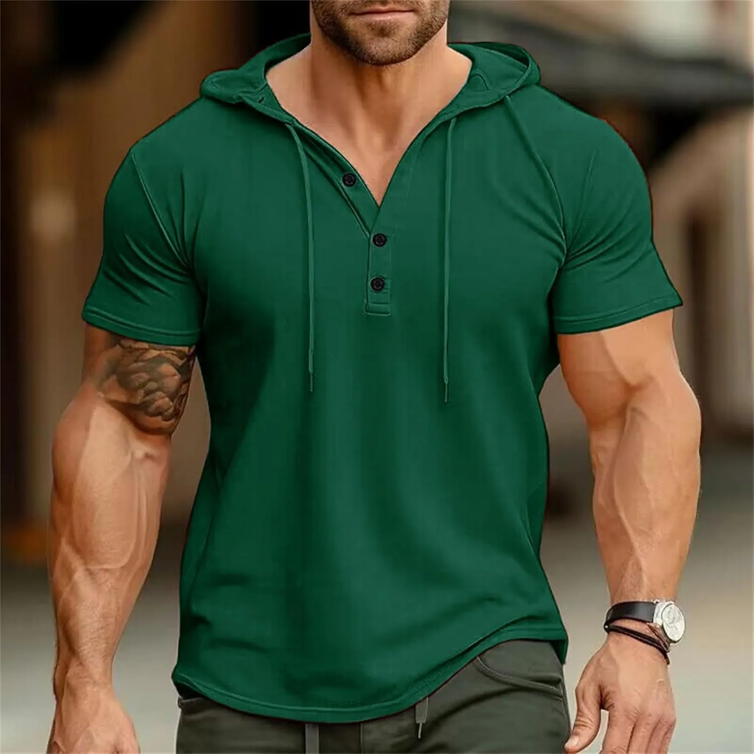 Short Sleeve Hoodies for Men Regular Fit Casual Pullover Tshirts Workout Summer Gym Quick Dry Lightweight Sweatshirts
