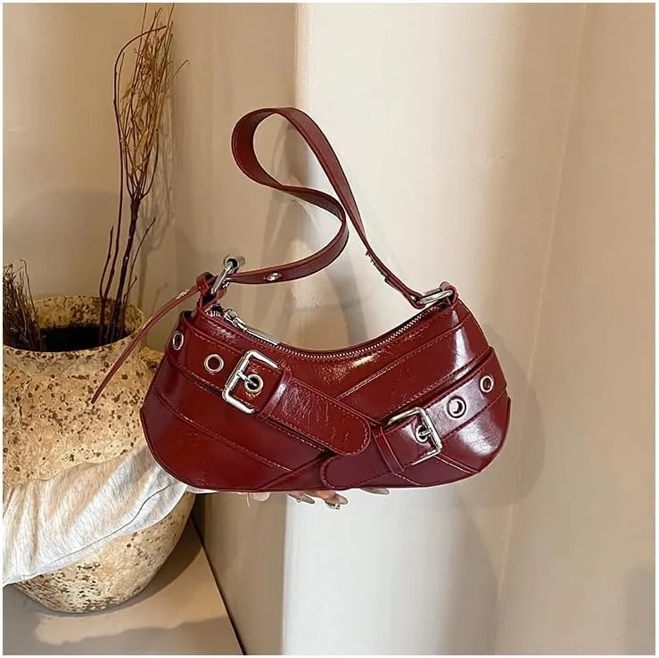 Shoulder Purse for Women, Leather Women's Handbag Y2k Aesthetic Coquette Shoulder Bag Hobo Punk Trendy Ladies Purse