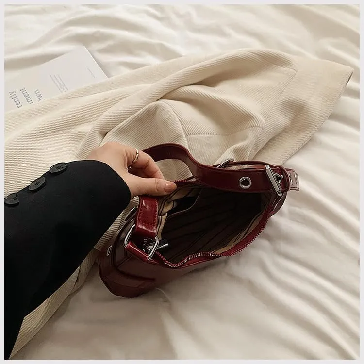 Shoulder Purse for Women, Leather Women's Handbag Y2k Aesthetic Coquette Shoulder Bag Hobo Punk Trendy Ladies Purse