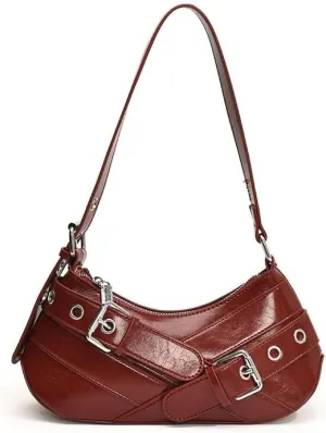 Shoulder Purse for Women, Leather Women's Handbag Y2k Aesthetic Coquette Shoulder Bag Hobo Punk Trendy Ladies Purse