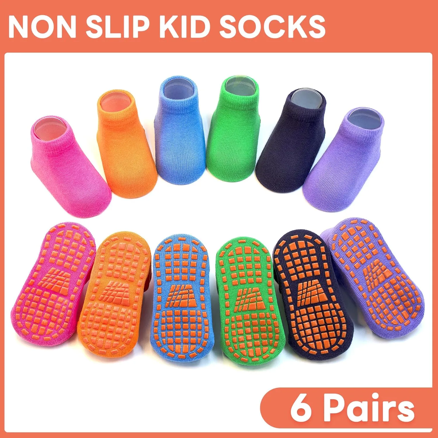 SkiBeaut Kid Trampolines Socks Ankle Grips Non Slip Child Socks for Boys Girls 2-5/6-9/10-13 Years