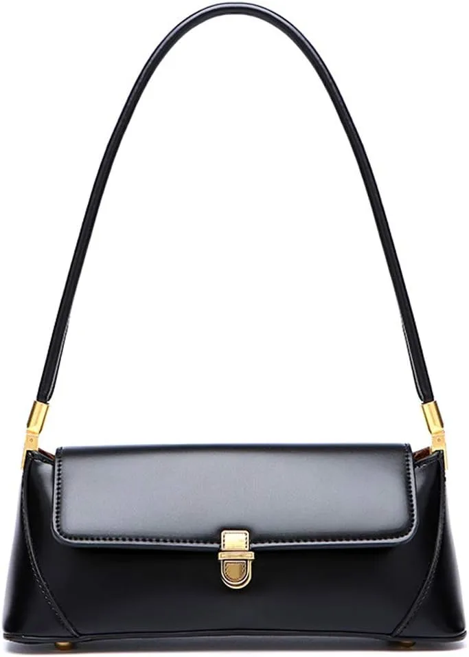 Small Clutch Shoulder Bag for Women Leather Mini Tote Handbag Purse with Buckle Closure