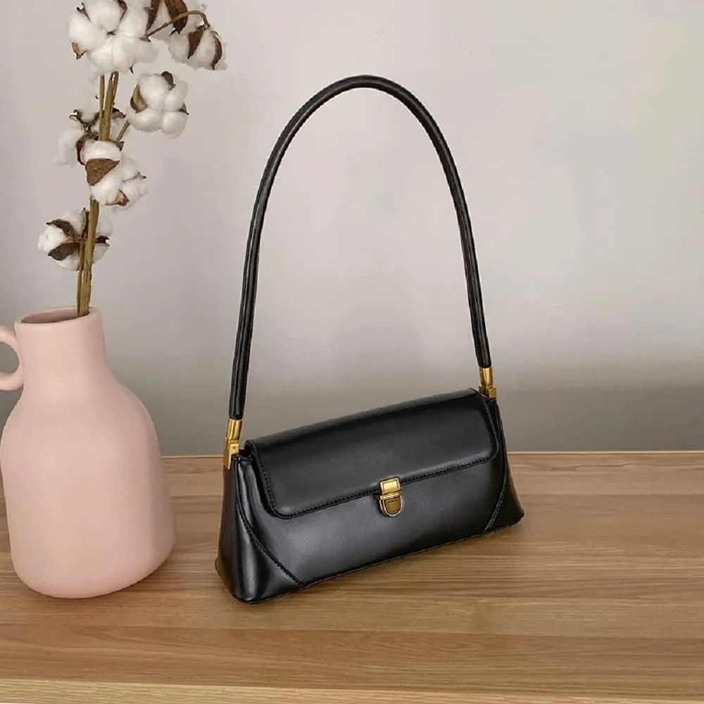 Small Clutch Shoulder Bag for Women Leather Mini Tote Handbag Purse with Buckle Closure