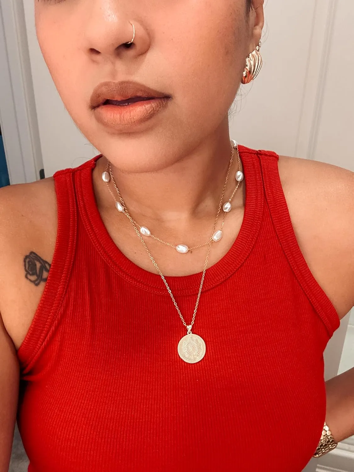 SmileBelle Baroque Pearl Necklace, Pearl Choker as Chunky Pearl Necklace Dainty Pearl Chain Gold Pearl Necklace for Anniversary Gifts Pearl Costume as Wedding Jewelry