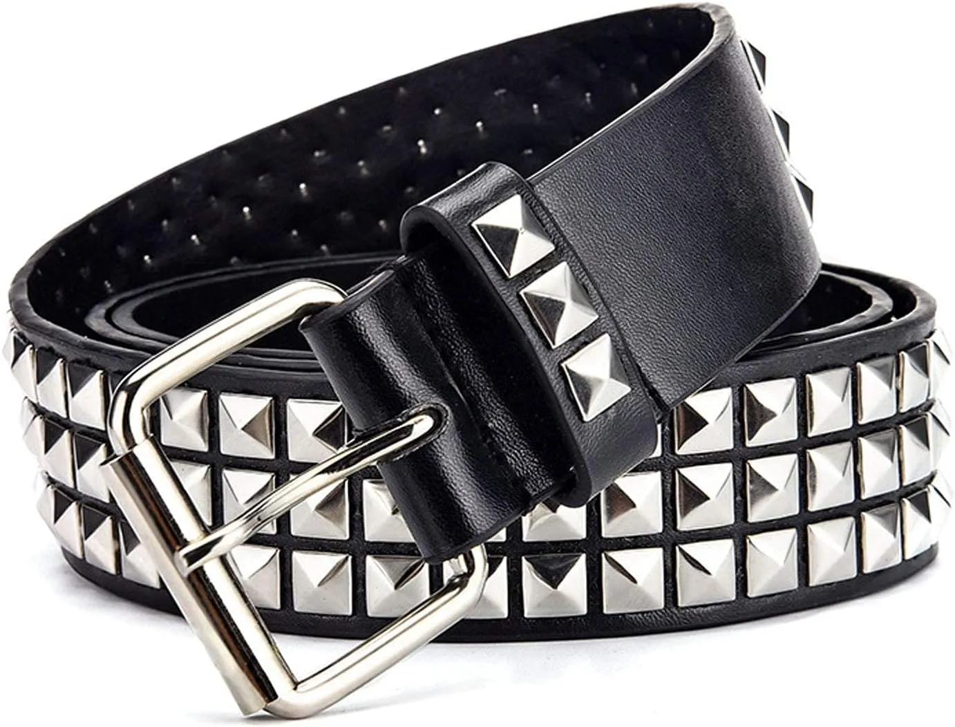 Studded Belt, Metal Punk Rock Rivet belt with Bright Pyramid Studded for Women Men