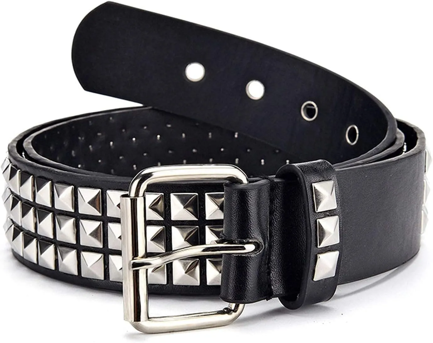 Studded Belt, Metal Punk Rock Rivet belt with Bright Pyramid Studded for Women Men