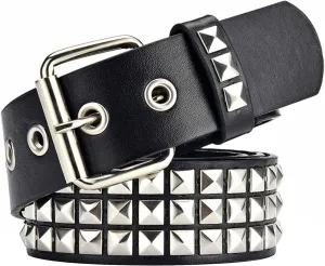 Studded Belt, Metal Punk Rock Rivet belt with Bright Pyramid Studded for Women Men